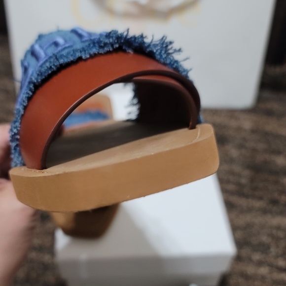 Chloé Woody Denim and Leather Slides - Picture 3 of 6